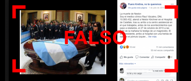 Una desinformacin que vuelve: es falso que Kirchner muri por un disparo