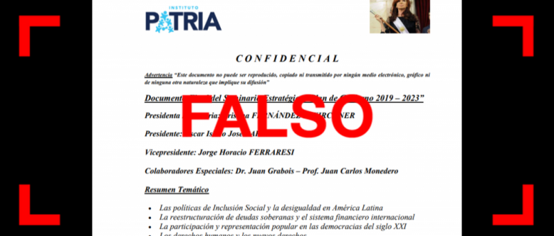 Viral en WhatsApp: es falso el supuesto documento confidencial del Instituto Patria