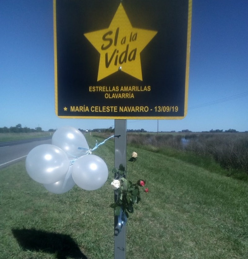 Cartel en la ruta para recordar a vctima de trnsito y concientizar