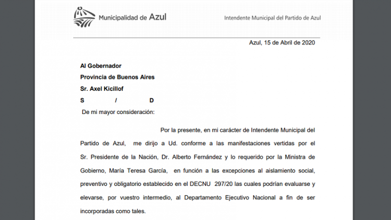 Las inslitas propuestas que el Municipio de Azul envi a Provincia