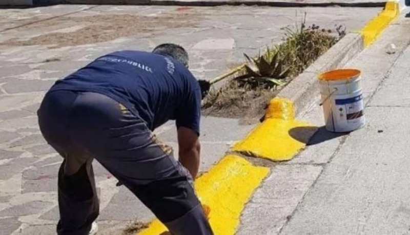 Vecinos denuncian que se pintan cordones de amarillo