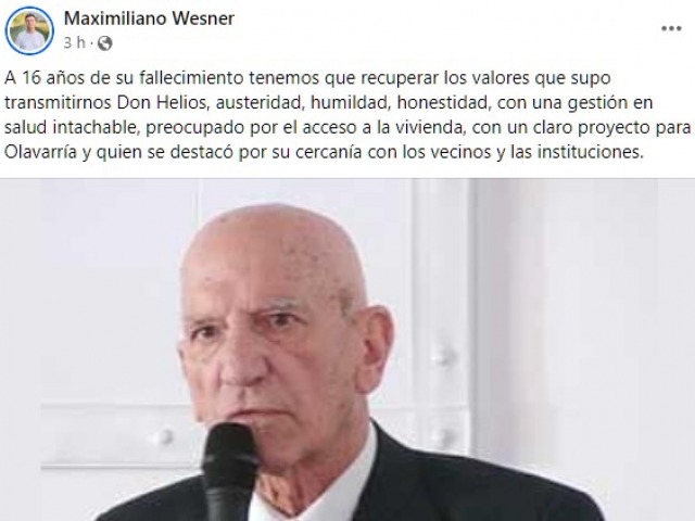 El gesto de Maximiliano Wesner en memoria de Helios Eseverri