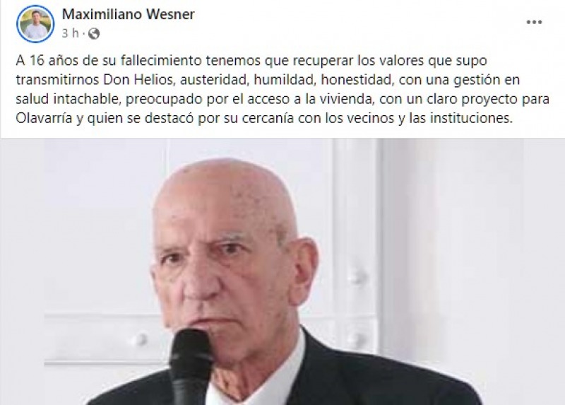 El gesto de Maximiliano Wesner en memoria de Helios Eseverri
