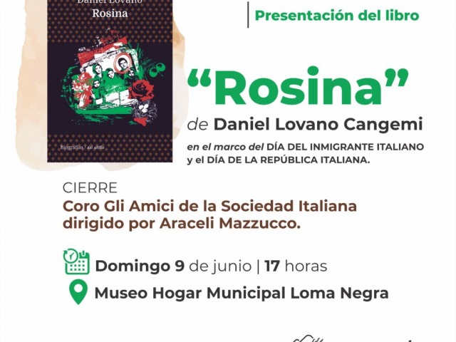 El libro Rosina se presenta el domingo en el Museo de Loma Negra