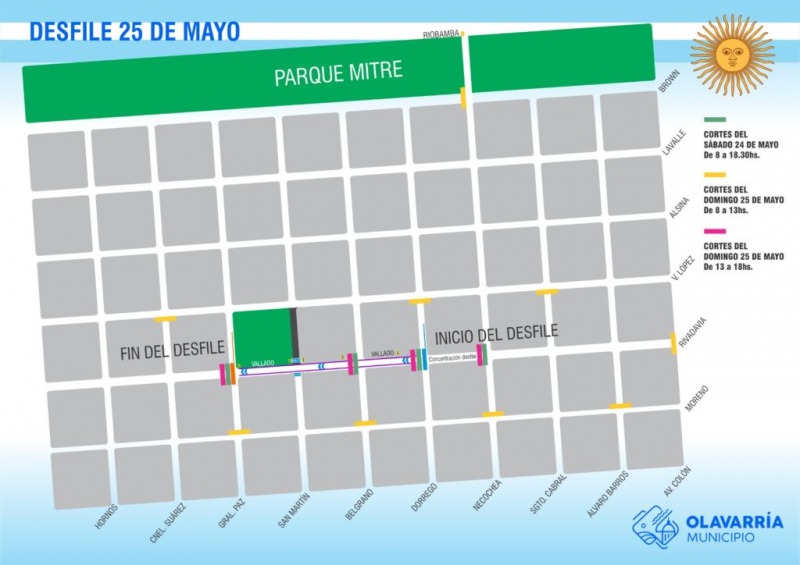 Cortes en la circulacin vehicular por el Desfile Patrio del 25 de Mayo