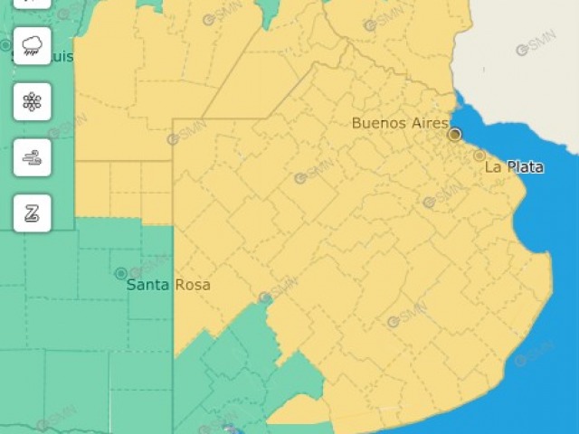 Rige alerta amarilla por vientos en casi toda la Provincia