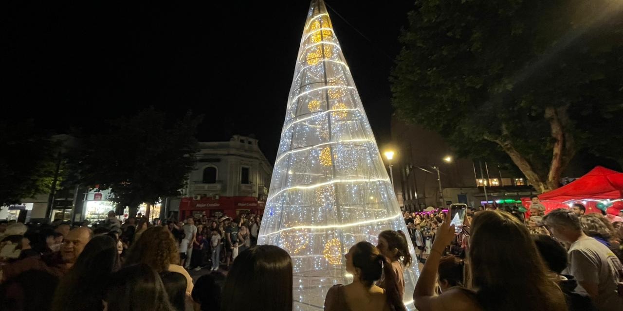 Se encendi el arbolito de Navidad en el Paseo Menda