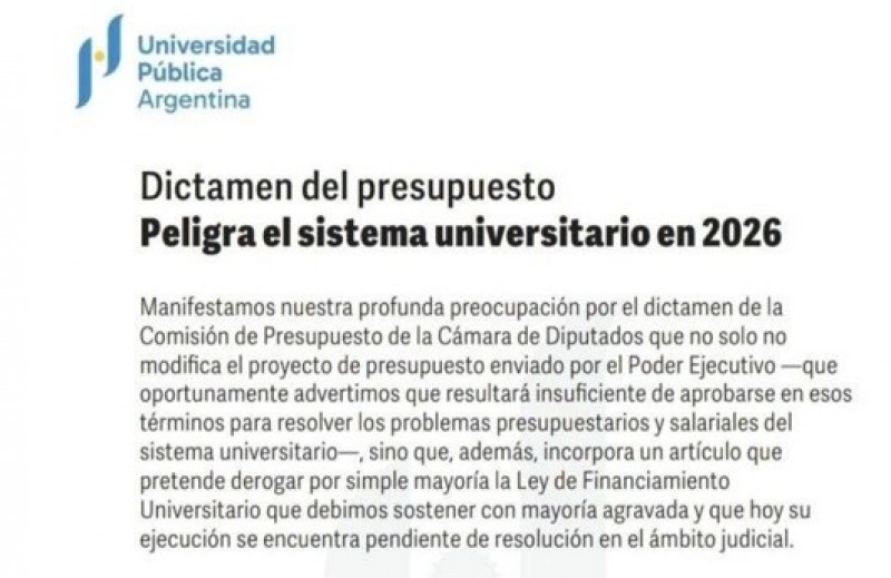 Rechazo de la comunidad universitaria al Presupuesto 2026
