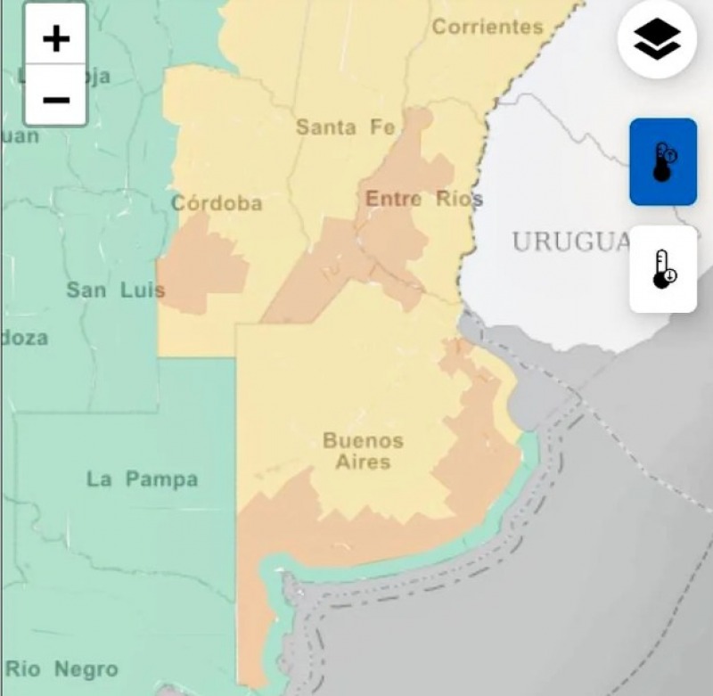 Alerta naranja y amarilla en la Provincia por calor extremo