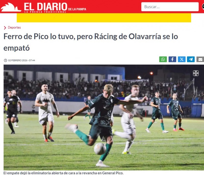 As� reflej� la prensa pampeana el empate en el 