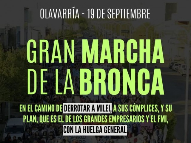 Olavarr�a se suma a la �Marcha de la bronca� del s�bado 19/9