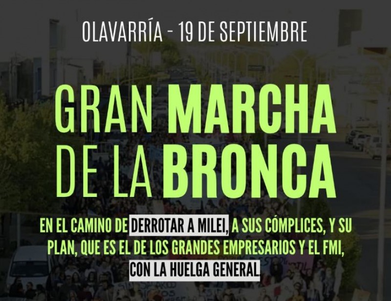 Olavarr�a se suma a la �Marcha de la bronca� del s�bado 19/9